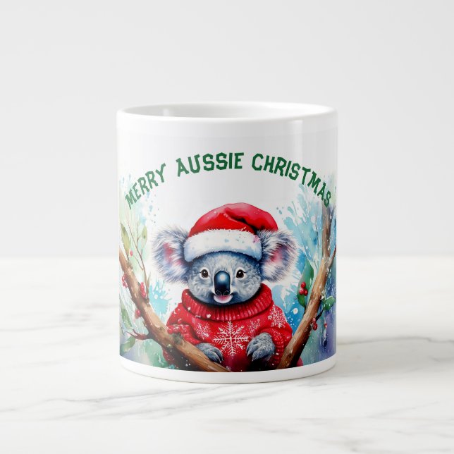 Merry Aussie Christmas Koala  Giant Coffee Mug (Front)