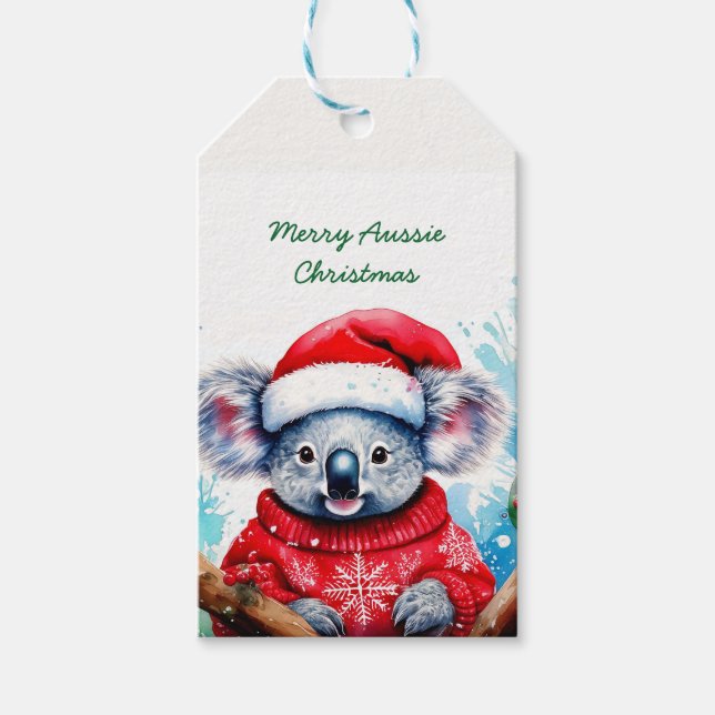 Merry Aussie Christmas Koala  Gift Tags (Front)
