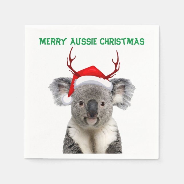 Merry Aussie Christmas Koala  Napkins (Front)