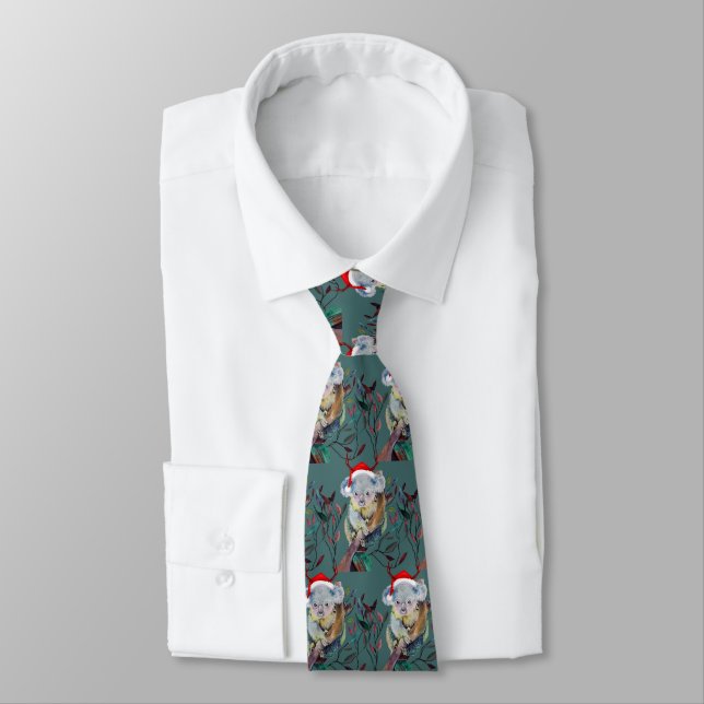 Merry Aussie Christmas Koala  Neck Tie (Tied)