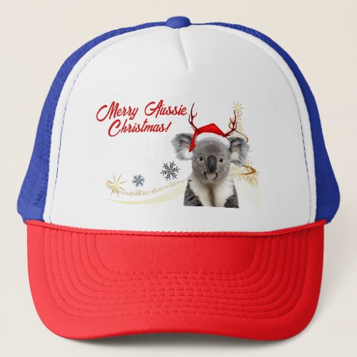 Merry Aussie Christmas Koala wearing santa hat