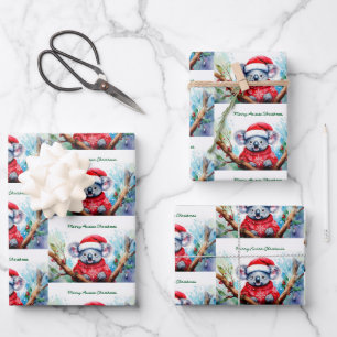 Merry Aussie Christmas Koala Wrapping Paper Sheets