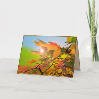 Merry Autumn Maple Leaves Holiday Card