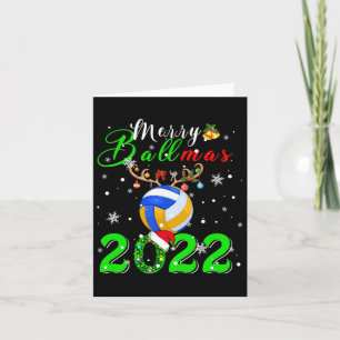 Merry Ballmas 2022 Xmas Santa Reindeer Volleyball Card