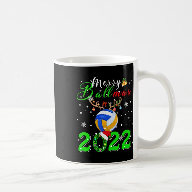 Merry Ballmas 2022 Xmas Santa Reindeer Volleyball  Coffee Mug (Right)