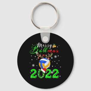 Merry Ballmas 2022 Xmas Santa Reindeer Volleyball Keychain