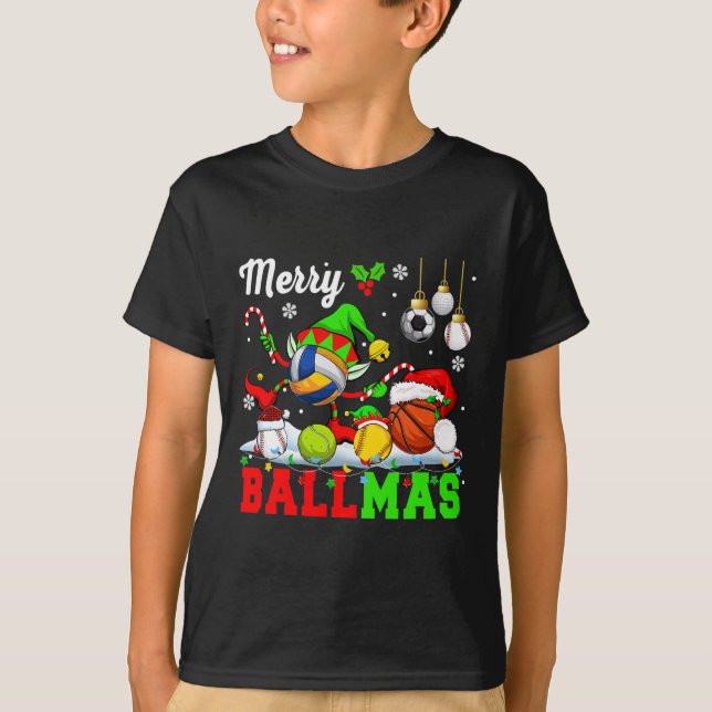 Merry Ballmas Xmas Santa Elf Volleyball Basketball T-Shirt (Front)