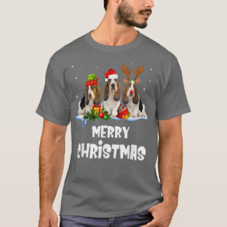 Merry Basset Hound Dog Christmas Pajama Reindeer S T-Shirt
