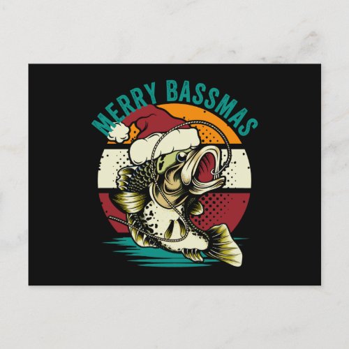 Merry bassmas funny christmas fishing postcard