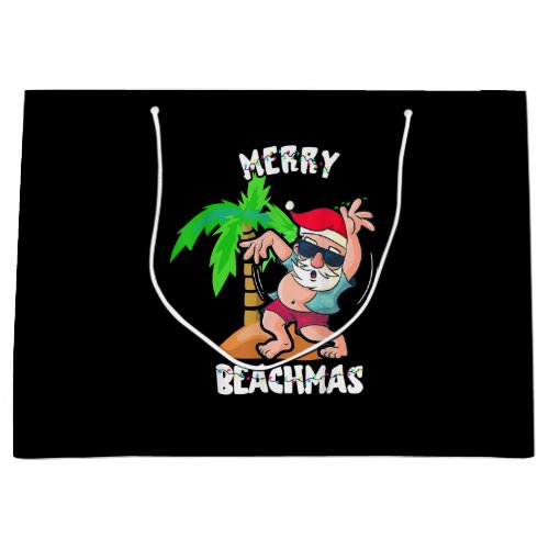 Merry Beach Christmas In July Funny Santa Xmas Poo Large Gift Bag
