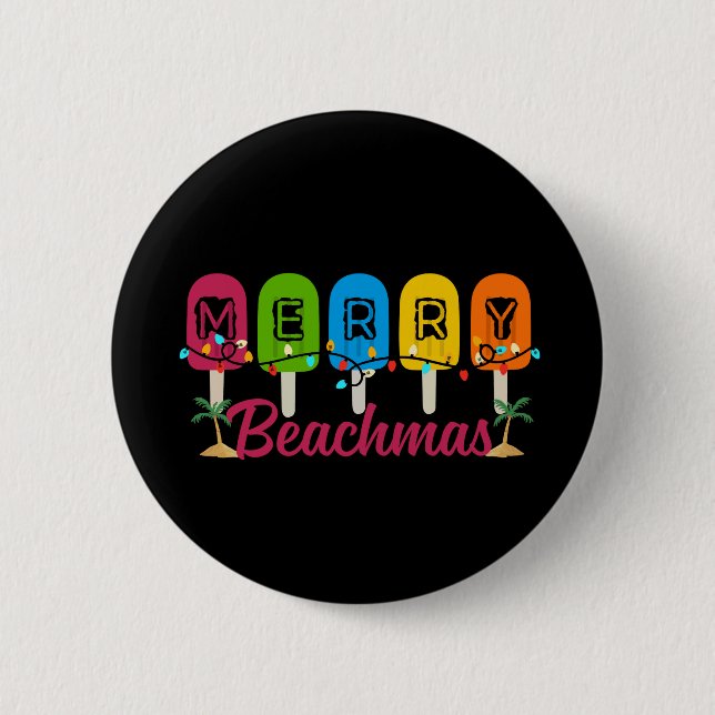 Merry Beachmas Christmas In July  Button (Front)