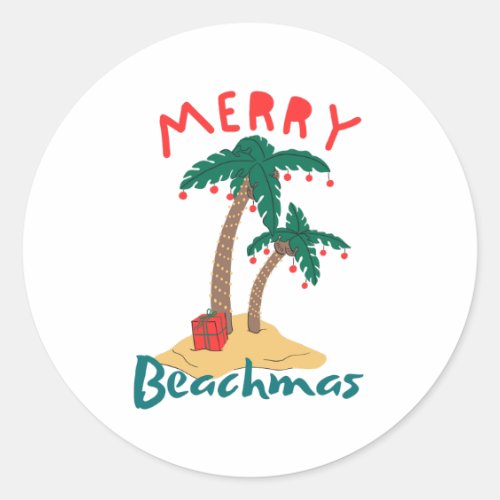 Merry Beachmas Christmas In July Classic Round Sticker