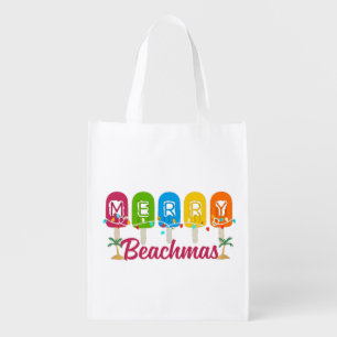 Merry Beachmas Christmas In July Grocery Bag