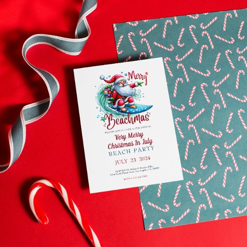 Merry Beachmas Christmas In July Party Invitation