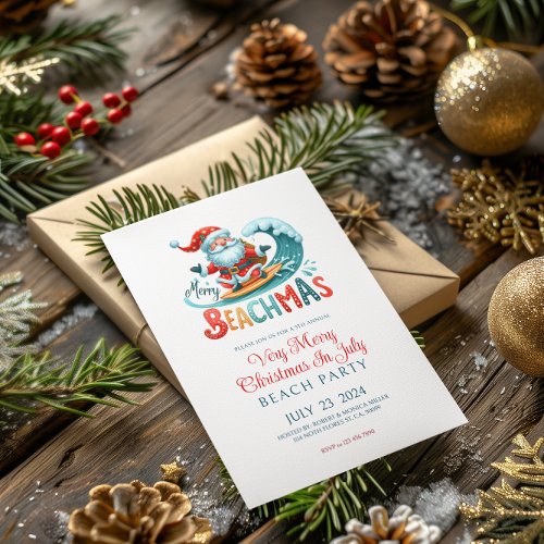 Merry Beachmas Christmas In July Party Invite Two