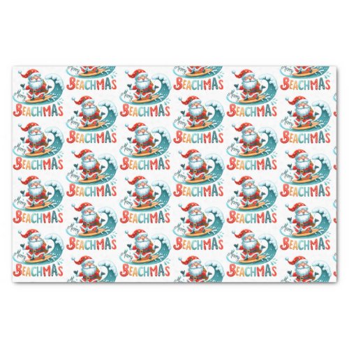 Merry Beachmas Christmas In July Retro Design Tissue Paper