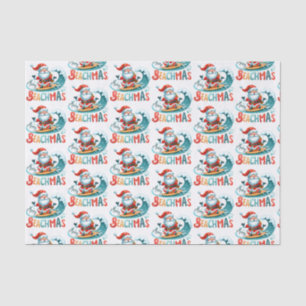 Merry Beachmas Christmas In July Retro Design Tissue Paper