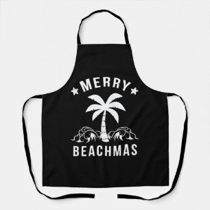 Merry Beachmas Palm Tree Beach Christmas Apron