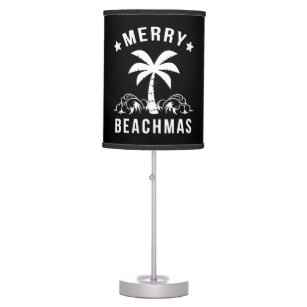 Merry Beachmas Palm Tree Beach Christmas Table Lamp