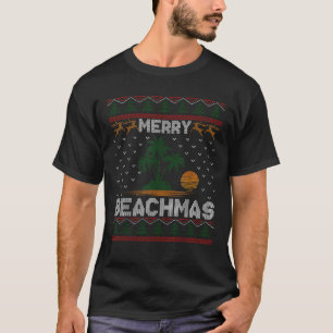 Merry Beachmas Palm Tree Beach Christmas Ugly Swea T-Shirt