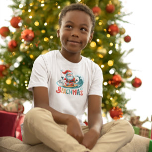 Merry Beachmas Santa Surfing Retro Design T-Shirt