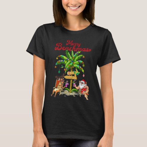 Merry Beachmas Tropical Beach Christmas in July T_Shirt
