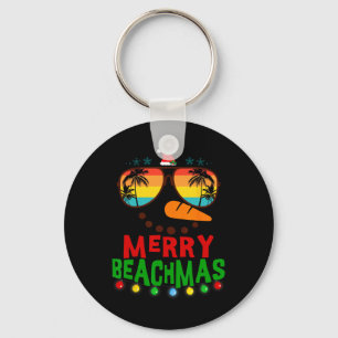 Merry Beachmas Tropical Christmas Hawaii Snowman B Keychain