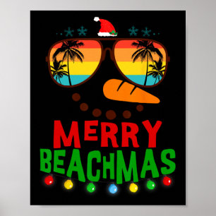 Merry Beachmas Tropical Christmas Hawaii Snowman B Poster