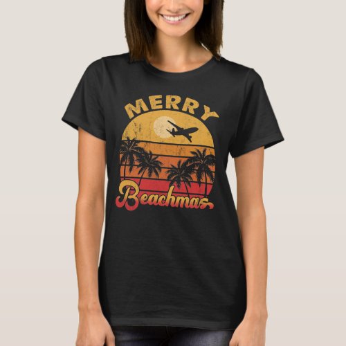 Merry Beachmas Vintage Christmas in July Beach  T_Shirt