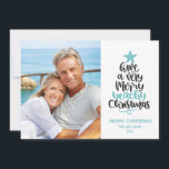 Merry Beachy Christmas Card<br><div class="desc">Fun and modern beach Christmas cards feature hand-lettered typography "Have a very merry beachy Christmas" alongside your family photo. Personalize with your greeting and family name.</div>