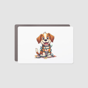 Merry Beagle Lights Car Magnet