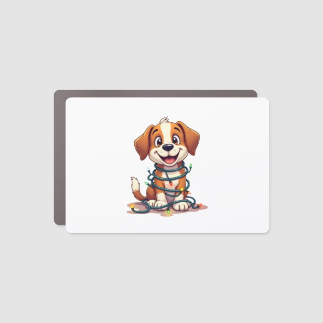 Merry Beagle Lights Car Magnet (Front)