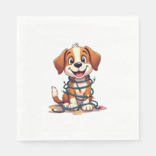 Merry Beagle Lights Napkins