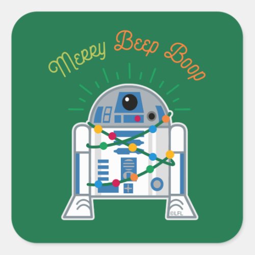 Merry Beep Boop Cartoon R2_D2 Square Sticker