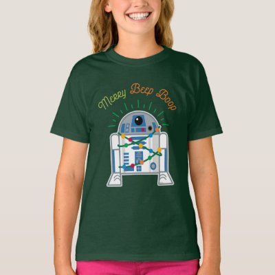 Merry Beep Boop Cartoon R2-D2 T-Shirt