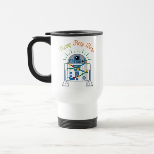 Merry Beep Boop Cartoon R2_D2 Travel Mug