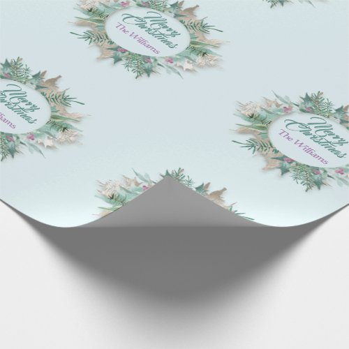 Merry Belly Christmas Holidays Purple Mint Blue Wrapping Paper