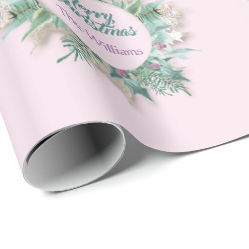 Merry Belly Christmas Holidays Purple Mint Pink Wrapping Paper