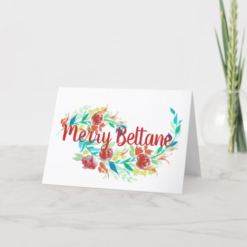 Merry Beltane Bright Summer Flowers Wicca Sabbat Holiday Card