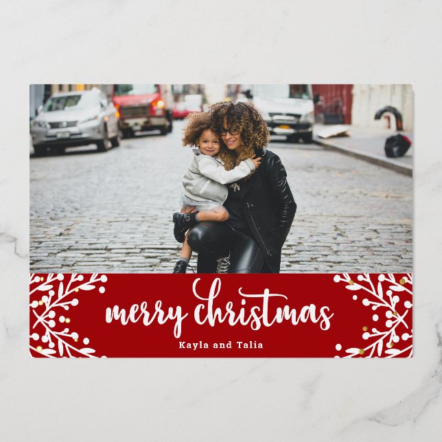 Merry Berries Christmas Foil Holiday Card (Front)