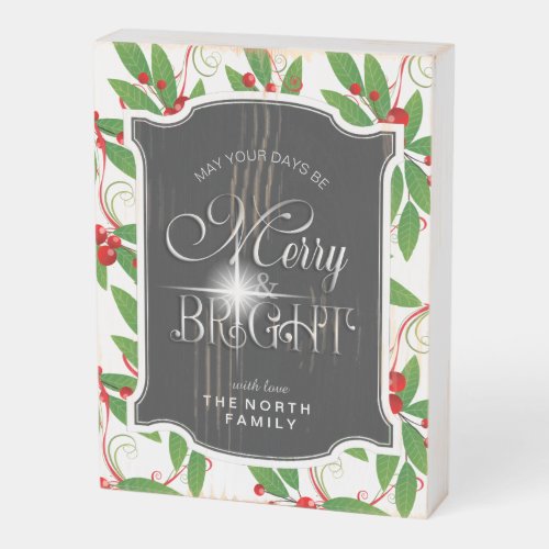 Merry Berry Bright Christmas Pattern ID591 Wooden Box Sign