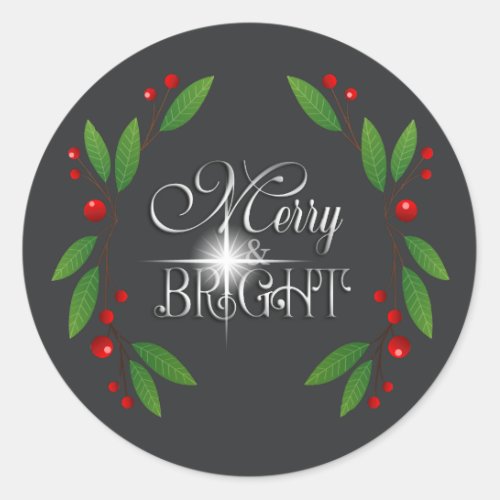 Merry Berry Bright Christmas Swag D591 Classic Round Sticker