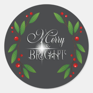 Merry Berry Bright Christmas Swag D591 Classic Round Sticker