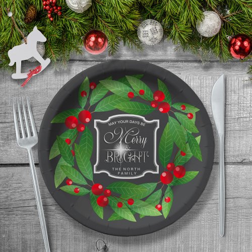 Merry Berry Bright Christmas Wreath D591 Paper Plates