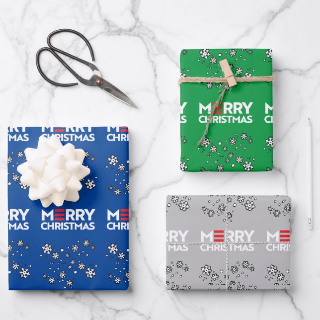 Merry (Biden Harris) Christmas Wrapping Paper Sheets (Front)