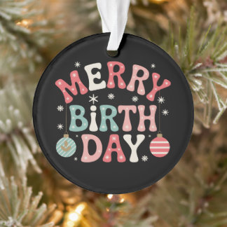 Merry Birthday Christmas Ornaments Snowflakes Xmas