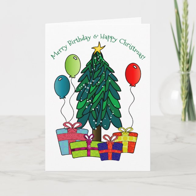 Merry Birthday, Happy Christmas! Holiday Card (Front)