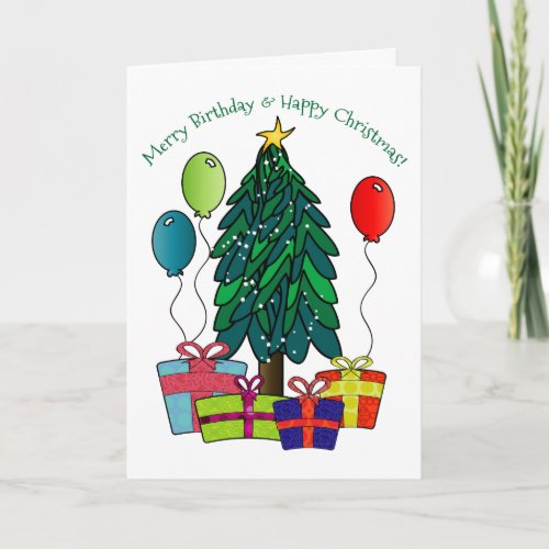 Merry Birthday Happy Christmas Holiday Card