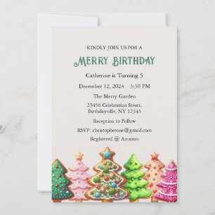 Merry Birthday Invitation, Christmas Birthday Invitation