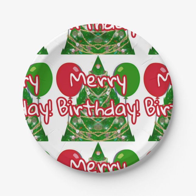 Merry Birthday Paper Plates (Front)